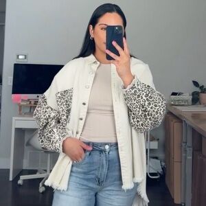 Leopard Patchwork Shacket Oversized Boho Western Button Up | Free People Style M